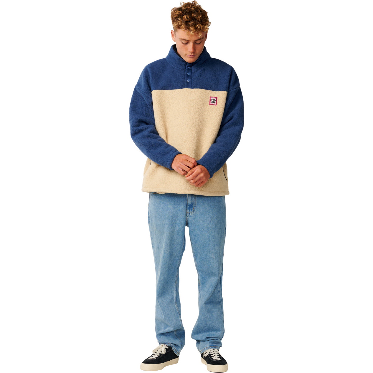 2026 Rip Curl Mens Streamline Half Colar Polar Zip Thru Fleece 0CPMFL - Khaki Sand